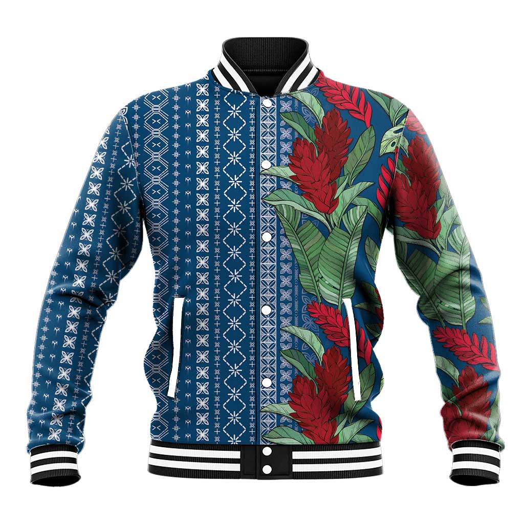 Women's Day Samoa Malu Tattoo Inspired Mix Teuila Baseball Jacket Royal Blue LT7 Unisex Royal Blue - Polynesian Pride
