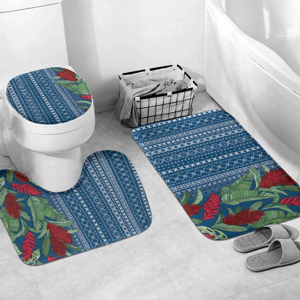 Women's Day Samoa Malu Tattoo Inspired Mix Teuila Bathroom Set Royal Blue LT7 Mat Set Only (3 pcs) One Size Royal Blue - Polynesian Pride