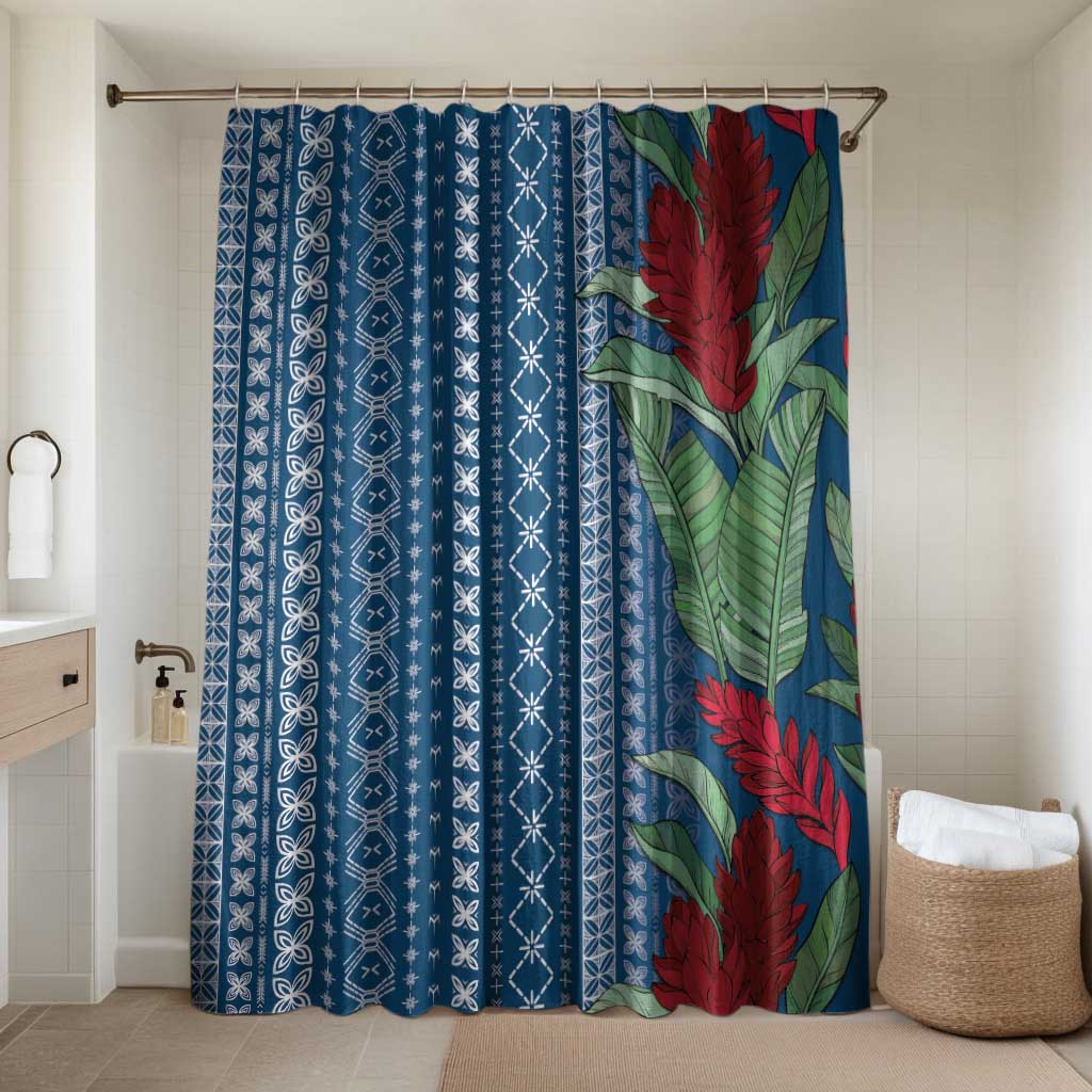 Women's Day Samoa Malu Tattoo Inspired Mix Teuila Bathroom Set Royal Blue LT7 Shower Curtain Only Royal Blue - Polynesian Pride