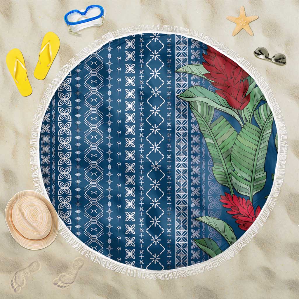 Women's Day Samoa Malu Tattoo Inspired Mix Teuila Beach Blanket Royal Blue LT7 One Size 150cm Royal Blue - Polynesian Pride