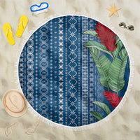 Women's Day Samoa Malu Tattoo Inspired Mix Teuila Beach Blanket Royal Blue LT7 One Size 150cm Royal Blue - Polynesian Pride