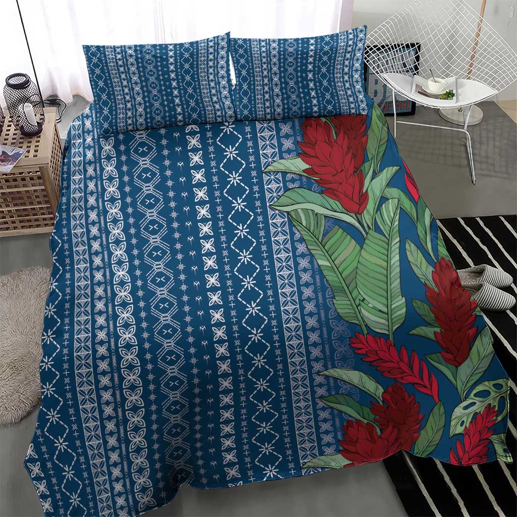 Women's Day Samoa Malu Tattoo Inspired Mix Teuila Bedding Set Royal Blue LT7 - Polynesian Pride