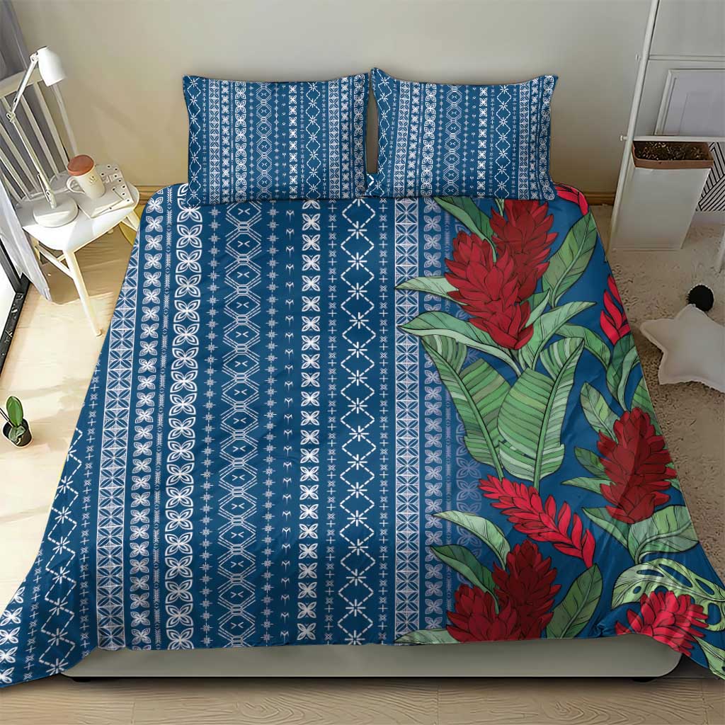 Women's Day Samoa Malu Tattoo Inspired Mix Teuila Bedding Set Royal Blue LT7 - Polynesian Pride