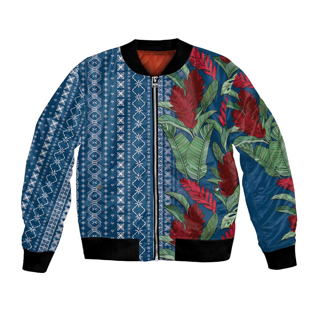 Women's Day Samoa Malu Tattoo Inspired Mix Teuila Bomber Jacket Royal Blue LT7 Unisex Royal Blue - Polynesian Pride