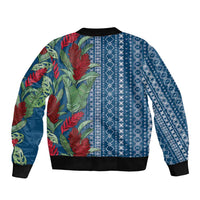 Women's Day Samoa Malu Tattoo Inspired Mix Teuila Bomber Jacket Royal Blue LT7 - Polynesian Pride