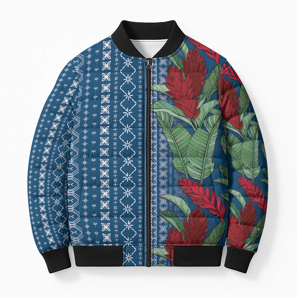 Women's Day Samoa Malu Tattoo Inspired Mix Teuila Bomber Puffer Jacket Royal Blue LT7 Unisex Royal Blue - Polynesian Pride