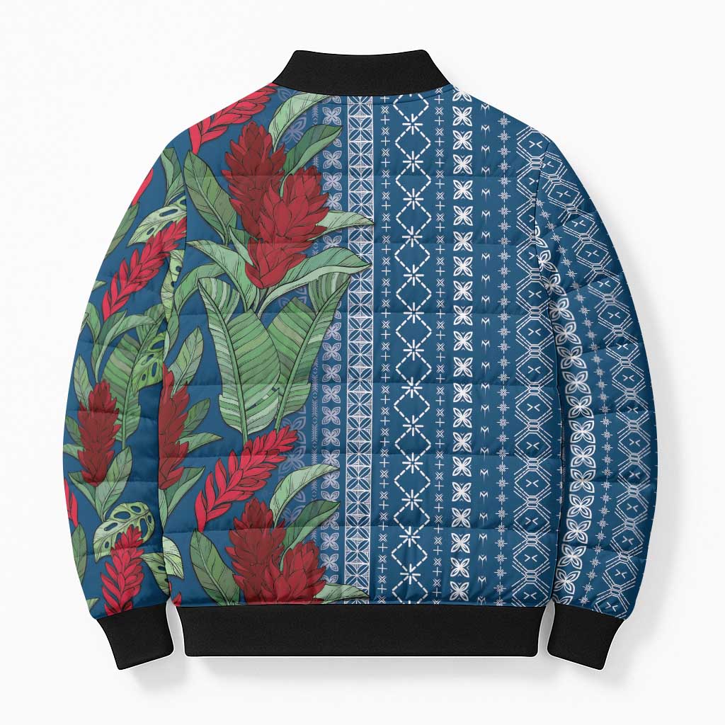 Women's Day Samoa Malu Tattoo Inspired Mix Teuila Bomber Puffer Jacket Royal Blue LT7 - Polynesian Pride