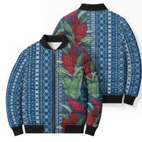 Women's Day Samoa Malu Tattoo Inspired Mix Teuila Bomber Puffer Jacket Royal Blue LT7 - Polynesian Pride