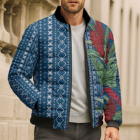 Women's Day Samoa Malu Tattoo Inspired Mix Teuila Bomber Puffer Jacket Royal Blue LT7 - Polynesian Pride