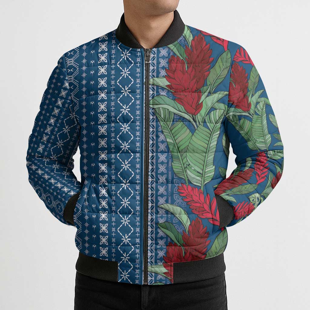 Women's Day Samoa Malu Tattoo Inspired Mix Teuila Bomber Puffer Jacket Royal Blue LT7 - Polynesian Pride