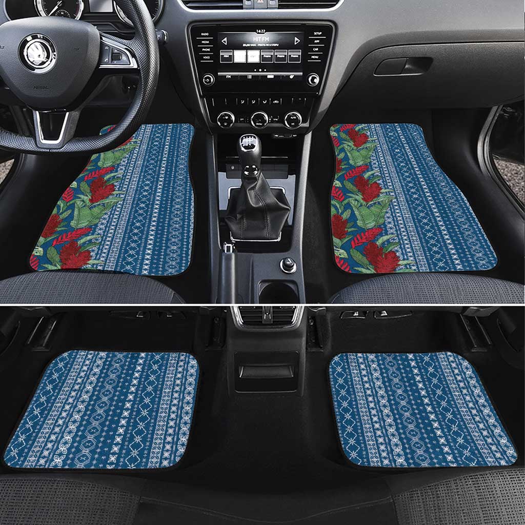 Women's Day Samoa Malu Tattoo Inspired Mix Teuila Car Mats Royal Blue LT7 Set 4pcs Royal Blue - Polynesian Pride