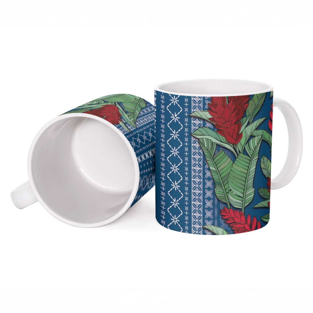 Women's Day Samoa Malu Tattoo Inspired Mix Teuila Ceramic Mug Royal Blue LT7 - Polynesian Pride