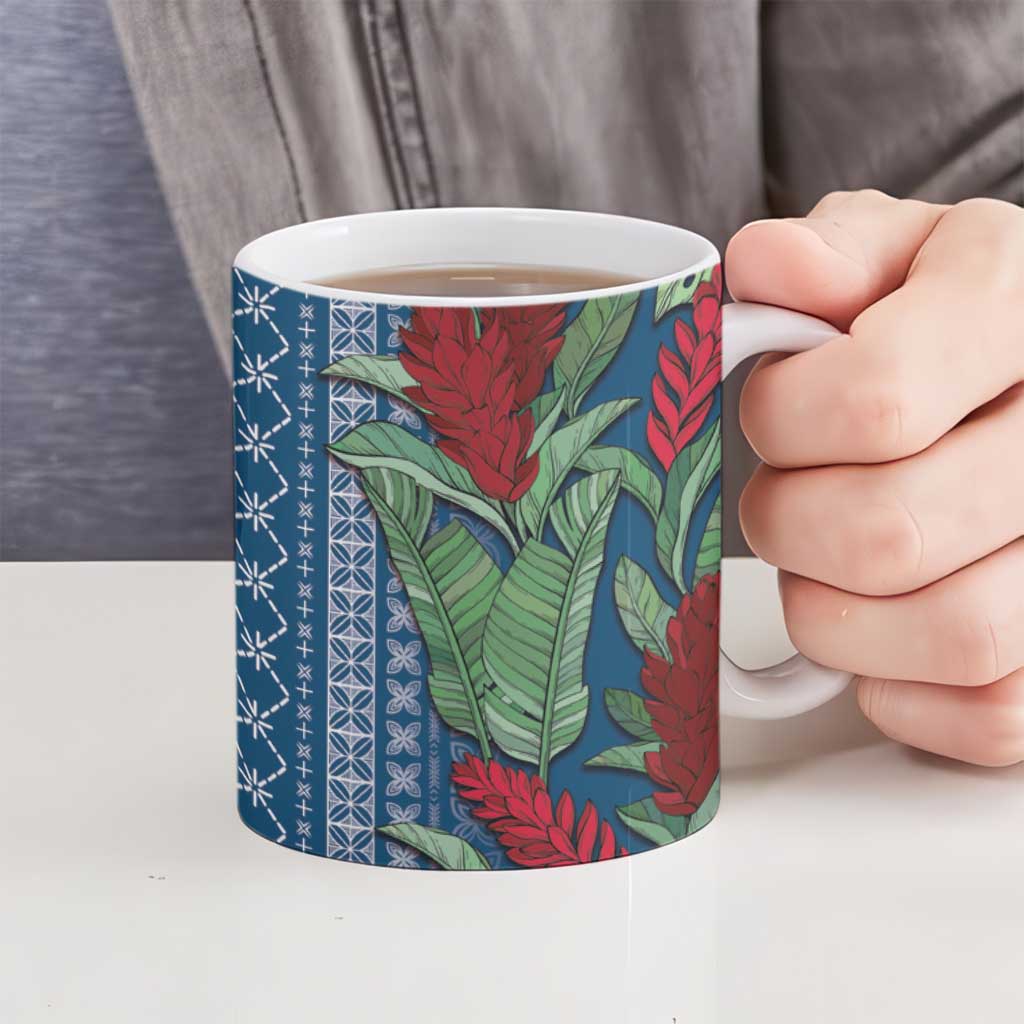 Women's Day Samoa Malu Tattoo Inspired Mix Teuila Ceramic Mug Royal Blue LT7 - Polynesian Pride