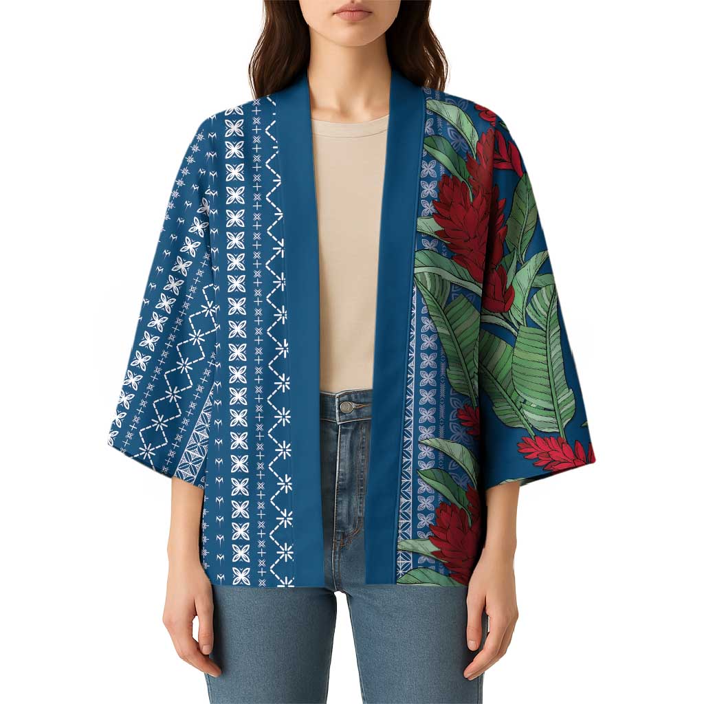 Women's Day Samoa Malu Tattoo Inspired Mix Teuila Kimono Royal Blue LT7 - Polynesian Pride