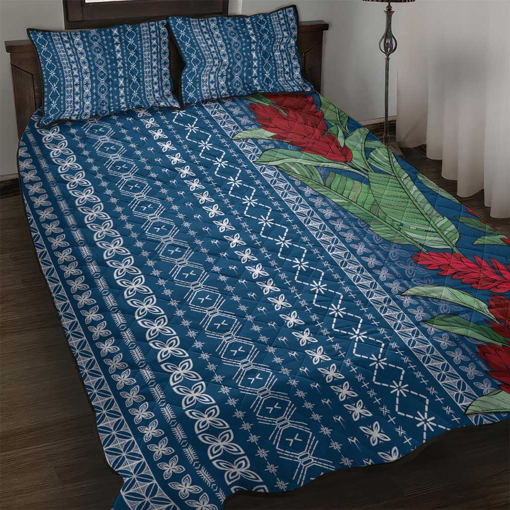 Women's Day Samoa Malu Tattoo Inspired Mix Teuila Quilt Bed Set Royal Blue LT7 Royal Blue - Polynesian Pride