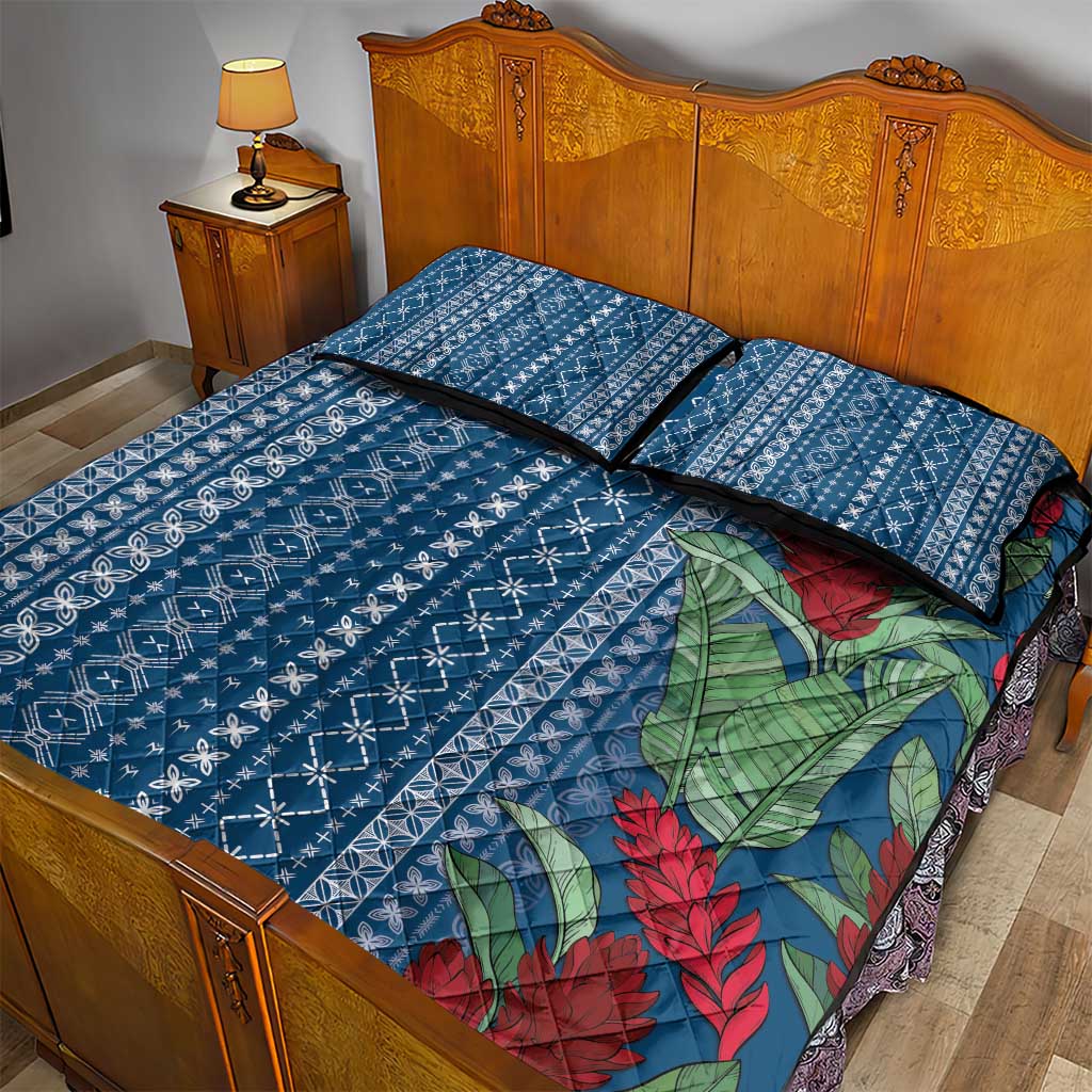 Women's Day Samoa Malu Tattoo Inspired Mix Teuila Quilt Bed Set Royal Blue LT7 - Polynesian Pride