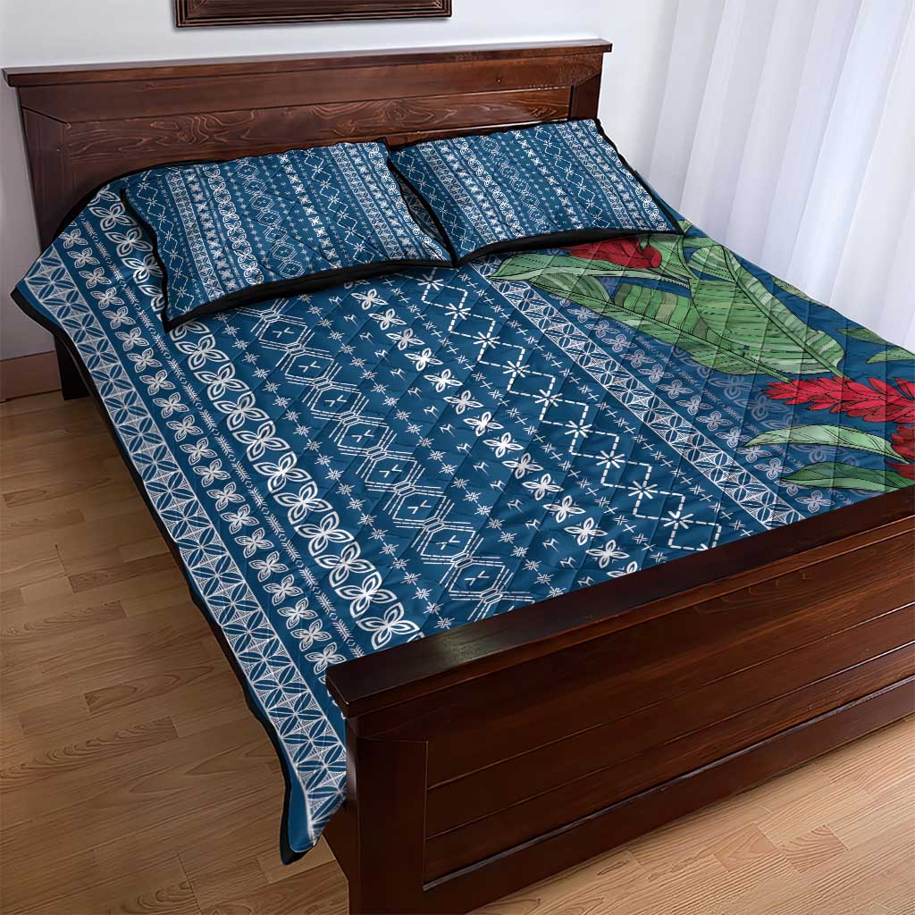 Women's Day Samoa Malu Tattoo Inspired Mix Teuila Quilt Bed Set Royal Blue LT7 - Polynesian Pride