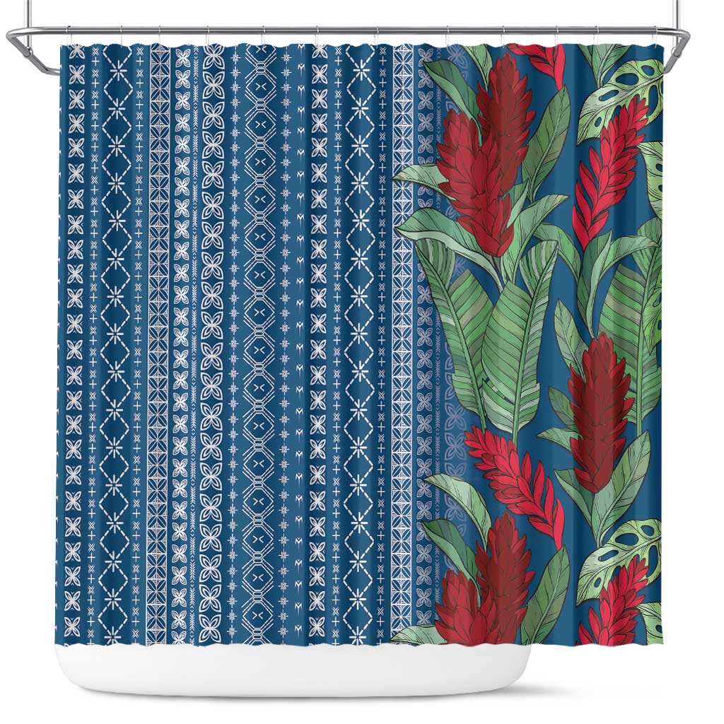 Women's Day Samoa Malu Tattoo Inspired Mix Teuila Shower Curtain Royal Blue LT7 Royal Blue - Polynesian Pride