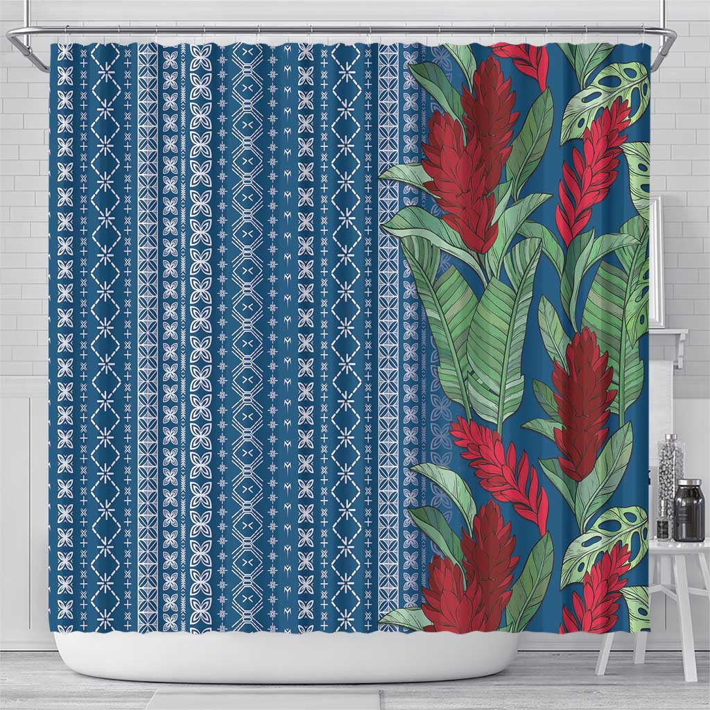 Women's Day Samoa Malu Tattoo Inspired Mix Teuila Shower Curtain Royal Blue LT7 - Polynesian Pride