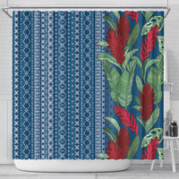Women's Day Samoa Malu Tattoo Inspired Mix Teuila Shower Curtain Royal Blue LT7 - Polynesian Pride
