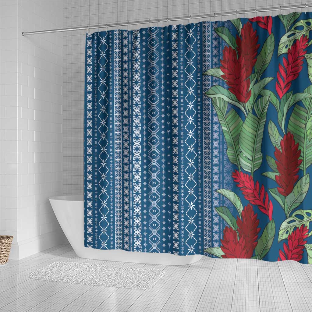 Women's Day Samoa Malu Tattoo Inspired Mix Teuila Shower Curtain Royal Blue LT7 - Polynesian Pride