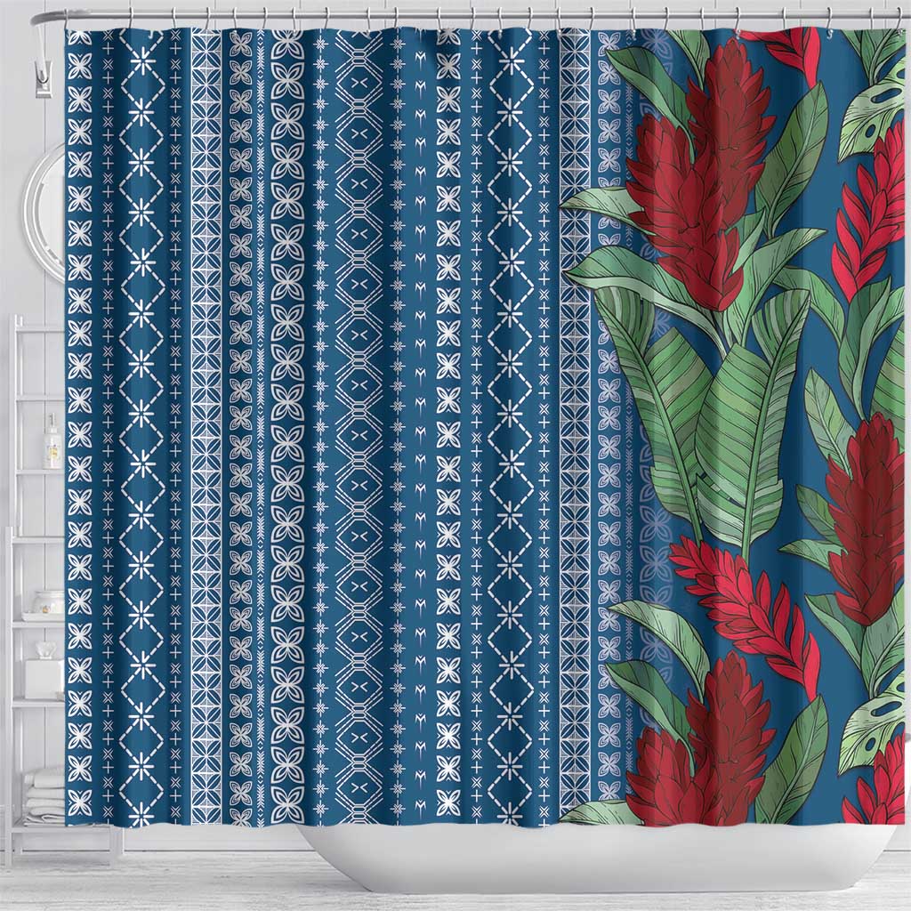 Women's Day Samoa Malu Tattoo Inspired Mix Teuila Shower Curtain Royal Blue LT7 - Polynesian Pride