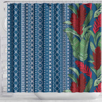 Women's Day Samoa Malu Tattoo Inspired Mix Teuila Shower Curtain Royal Blue LT7 - Polynesian Pride