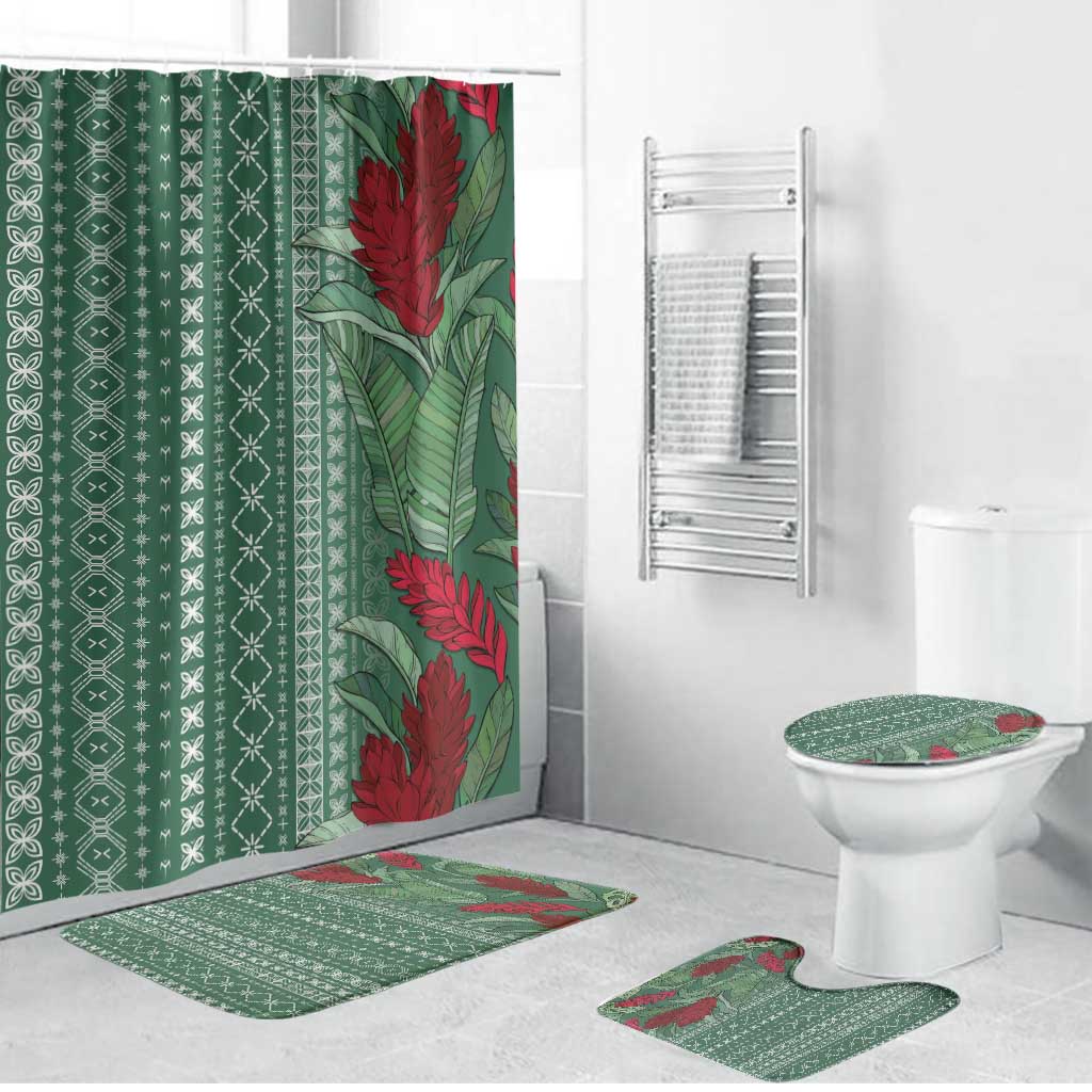 Women's Day Samoa Malu Tattoo Inspired Mix Teuila Bathroom Set Sage Green LT7 Bathroom Set (4 pcs) Sage Green - Polynesian Pride
