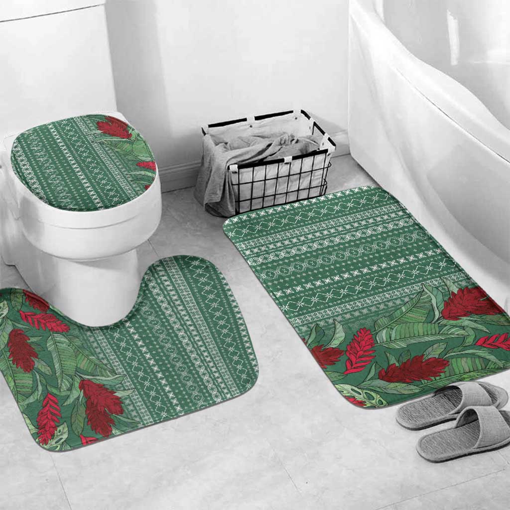 Women's Day Samoa Malu Tattoo Inspired Mix Teuila Bathroom Set Sage Green LT7 Mat Set Only (3 pcs) One Size Sage Green - Polynesian Pride