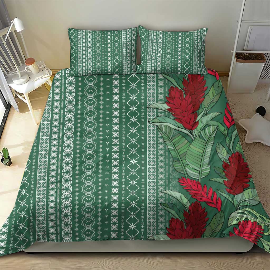Women's Day Samoa Malu Tattoo Inspired Mix Teuila Bedding Set Sage Green LT7 - Polynesian Pride