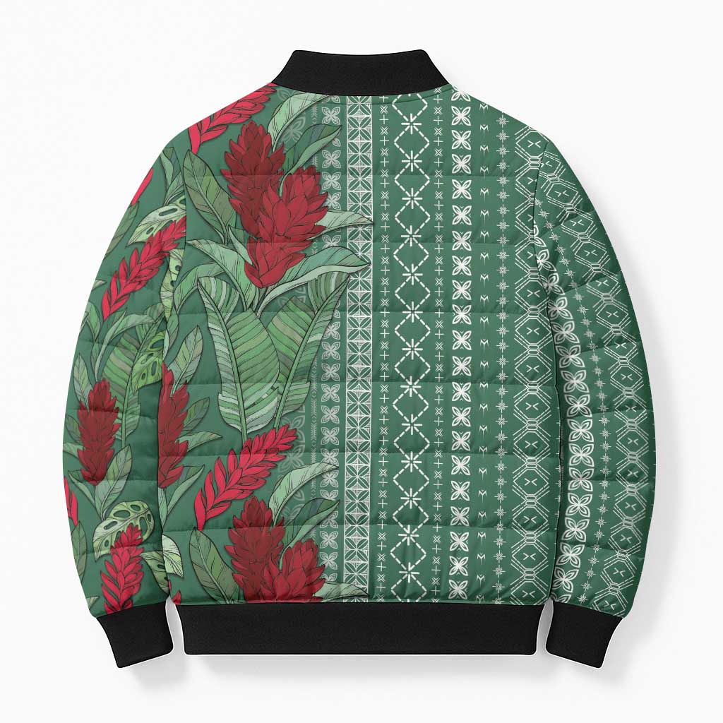 Women's Day Samoa Malu Tattoo Inspired Mix Teuila Bomber Puffer Jacket Sage Green LT7 - Polynesian Pride