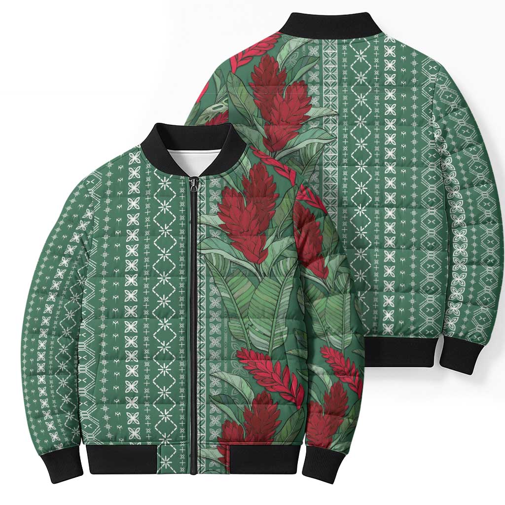Women's Day Samoa Malu Tattoo Inspired Mix Teuila Bomber Puffer Jacket Sage Green LT7 - Polynesian Pride