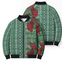Women's Day Samoa Malu Tattoo Inspired Mix Teuila Bomber Puffer Jacket Sage Green LT7 - Polynesian Pride