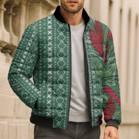 Women's Day Samoa Malu Tattoo Inspired Mix Teuila Bomber Puffer Jacket Sage Green LT7 - Polynesian Pride
