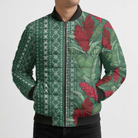Women's Day Samoa Malu Tattoo Inspired Mix Teuila Bomber Puffer Jacket Sage Green LT7 - Polynesian Pride