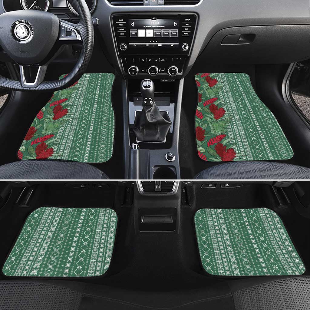 Women's Day Samoa Malu Tattoo Inspired Mix Teuila Car Mats Sage Green LT7 Set 4pcs Sage Green - Polynesian Pride