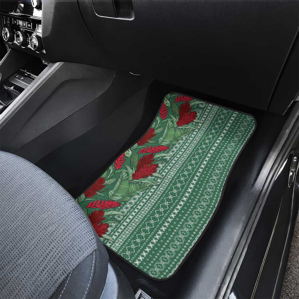 Women's Day Samoa Malu Tattoo Inspired Mix Teuila Car Mats Sage Green LT7 - Polynesian Pride