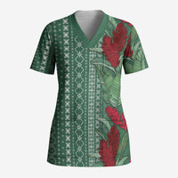 Women's Day Samoa Malu Tattoo Inspired Mix Teuila Scrub Top Sage Green LT7 Adult Sage Green - Polynesian Pride