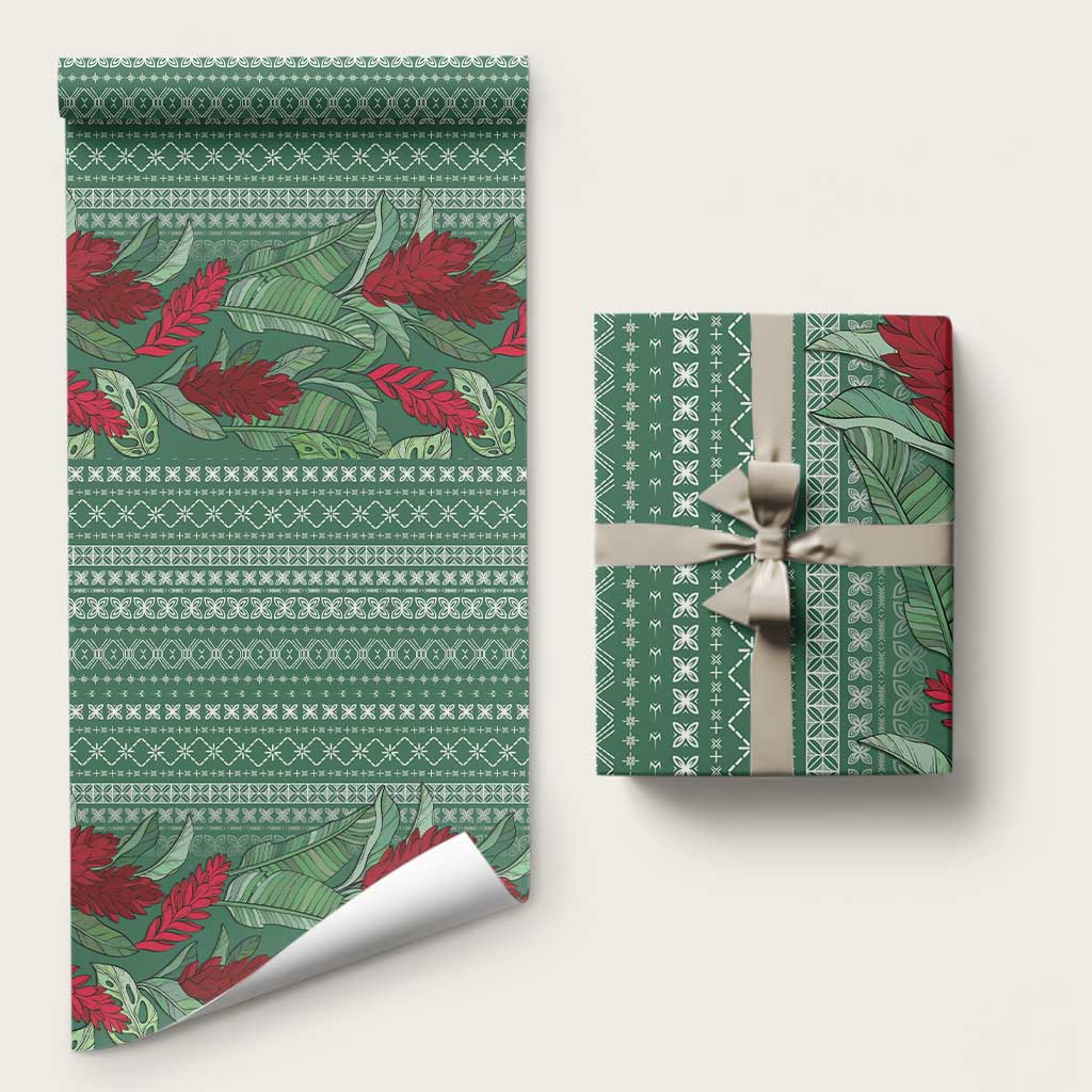 Women's Day Samoa Malu Tattoo Inspired Mix Teuila Wrapping Paper Sage Green LT7 58" × 23" Sage Green - Polynesian Pride