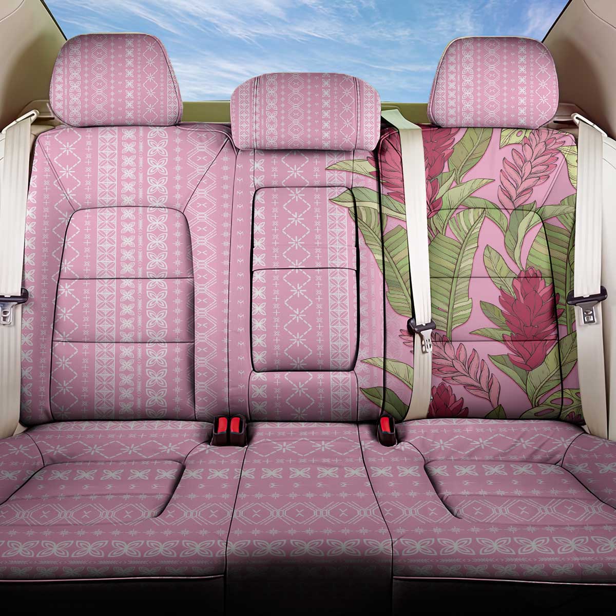 Women's Day Samoa Malu Tattoo Inspired Mix Teuila Back Car Seat Cover Rose Pink LT7 One Size Rose Pink - Polynesian Pride