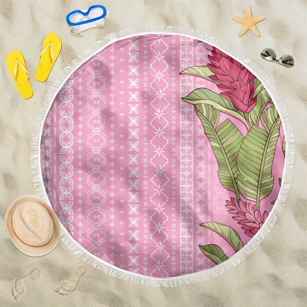 Women's Day Samoa Malu Tattoo Inspired Mix Teuila Beach Blanket Rose Pink LT7 One Size 150cm Rose Pink - Polynesian Pride