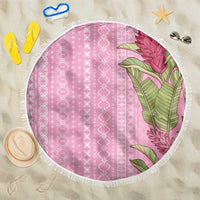 Women's Day Samoa Malu Tattoo Inspired Mix Teuila Beach Blanket Rose Pink LT7 One Size 150cm Rose Pink - Polynesian Pride