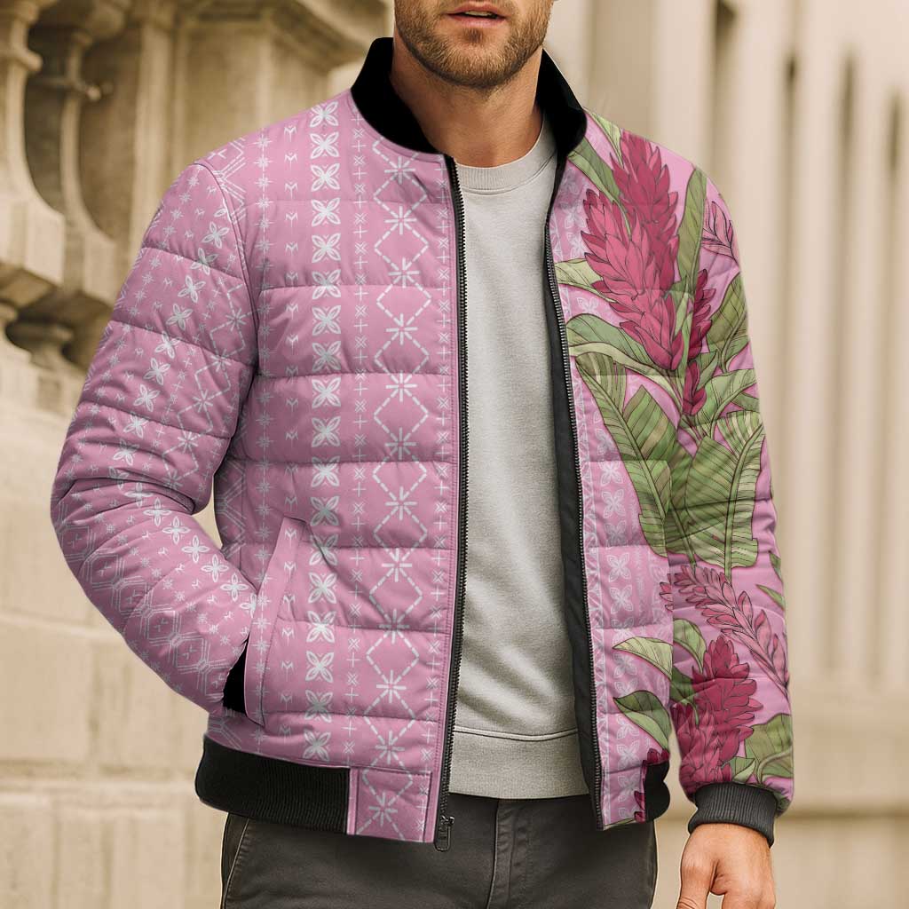 Women's Day Samoa Malu Tattoo Inspired Mix Teuila Bomber Puffer Jacket Rose Pink LT7 - Polynesian Pride