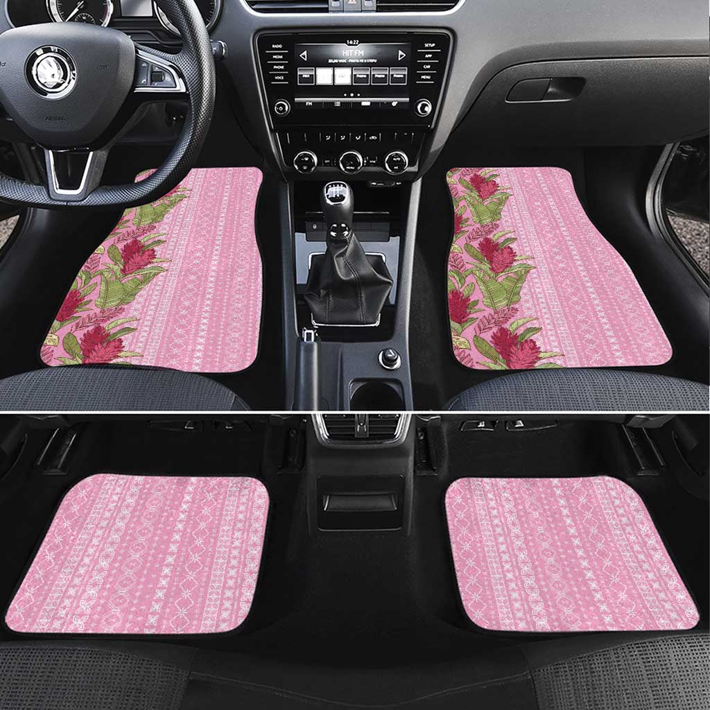Women's Day Samoa Malu Tattoo Inspired Mix Teuila Car Mats Rose Pink LT7 Set 4pcs Rose Pink - Polynesian Pride