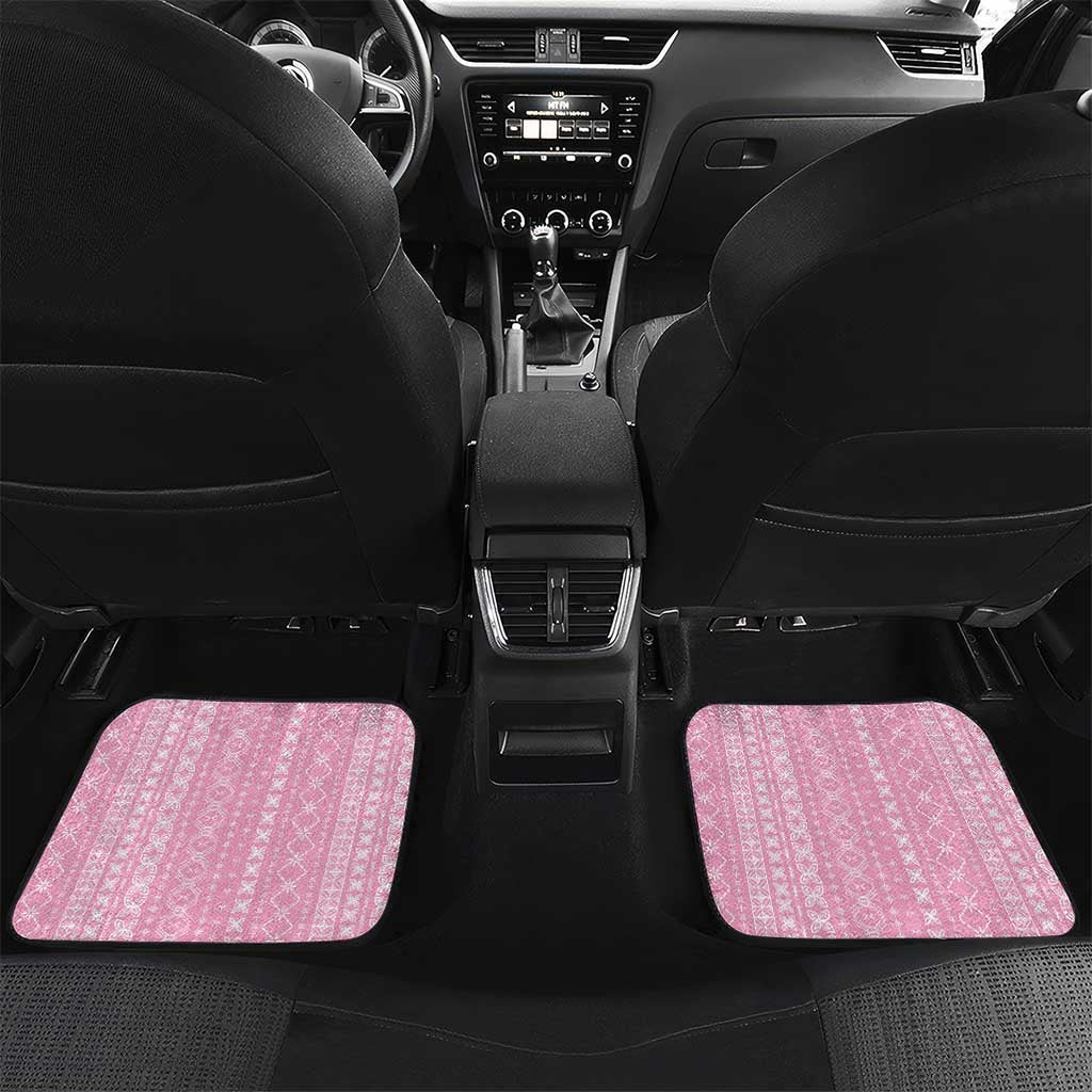 Women's Day Samoa Malu Tattoo Inspired Mix Teuila Car Mats Rose Pink LT7 Set 2pcs - Back Rose Pink - Polynesian Pride