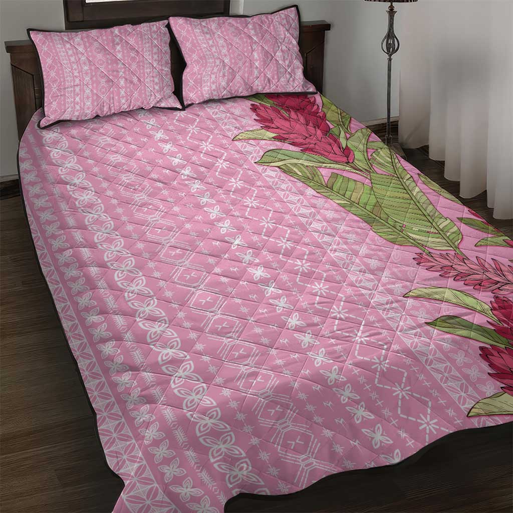 Women's Day Samoa Malu Tattoo Inspired Mix Teuila Quilt Bed Set Rose Pink LT7 Rose Pink - Polynesian Pride
