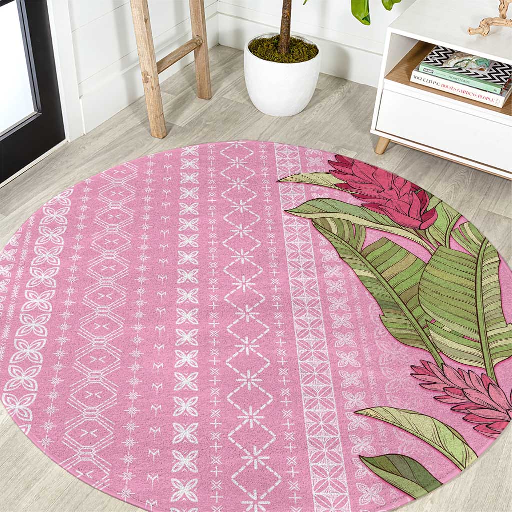 Women's Day Samoa Malu Tattoo Inspired Mix Teuila Round Carpet Rose Pink LT7 Rose Pink - Polynesian Pride