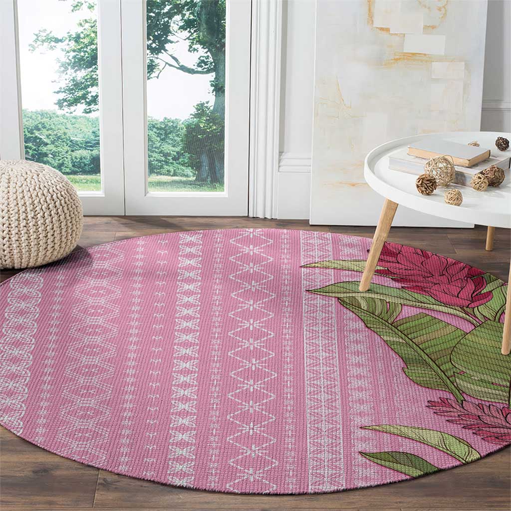 Women's Day Samoa Malu Tattoo Inspired Mix Teuila Round Carpet Rose Pink LT7 - Polynesian Pride
