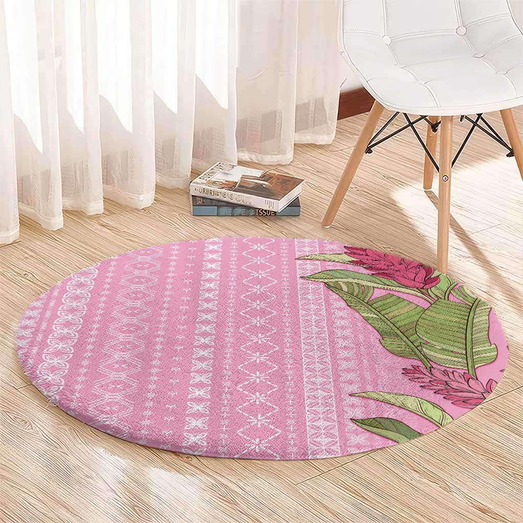 Women's Day Samoa Malu Tattoo Inspired Mix Teuila Round Carpet Rose Pink LT7 - Polynesian Pride