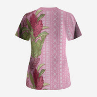 Women's Day Samoa Malu Tattoo Inspired Mix Teuila Scrub Top Rose Pink LT7 - Polynesian Pride